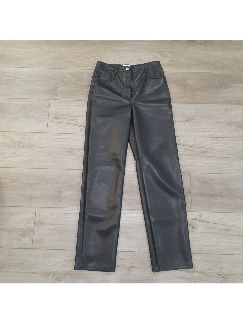 NWOT Wilfred Melina Straight Leg Vegan Leather Pant in Black - Picture 9 of 9
